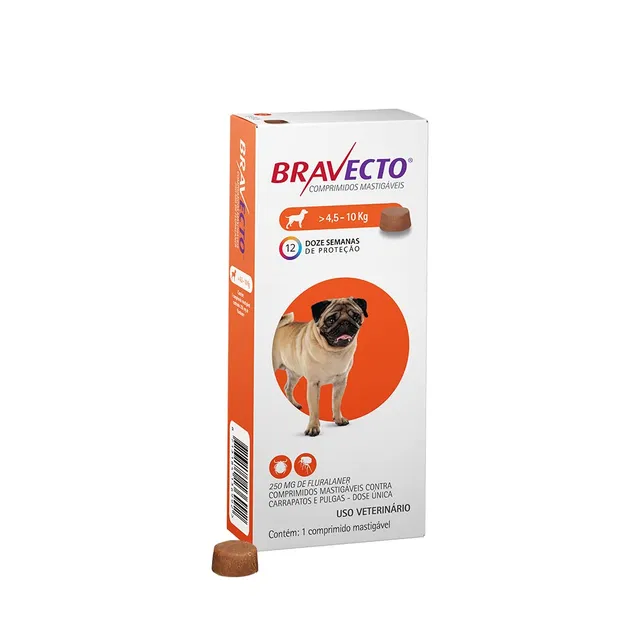 Bravecto 250mg Antipulgas e Carrapatos
