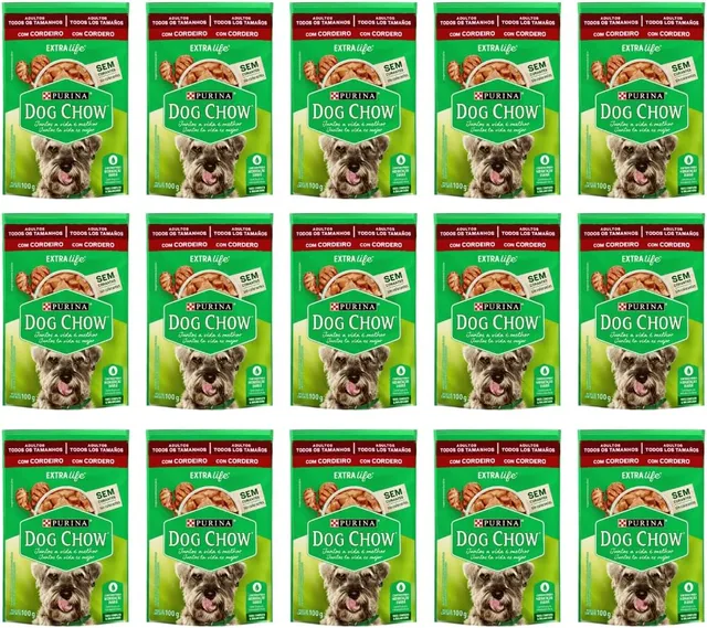 Dog Chow Ração Úmida Cães Adultos Cordeiro ao Molho 15 sachês