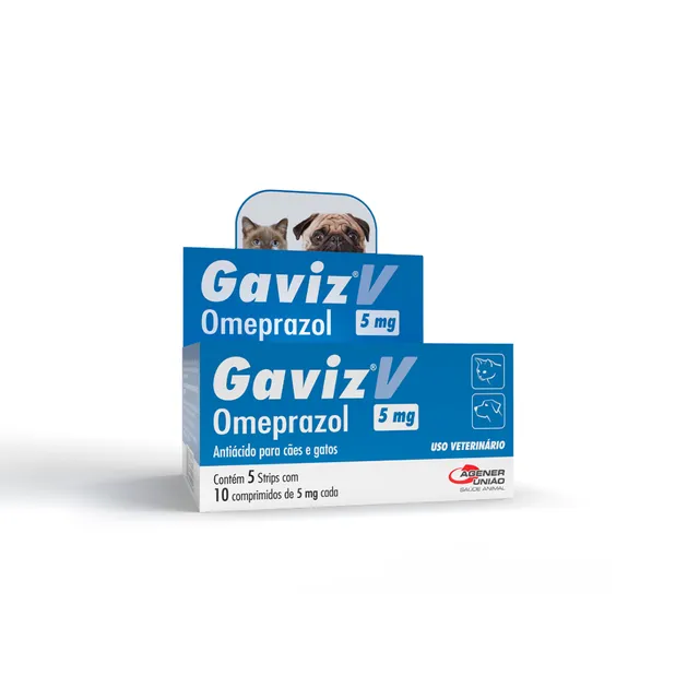 Caixa de Gaviz V Omeprazol 5 mg com 10 comprimidos
