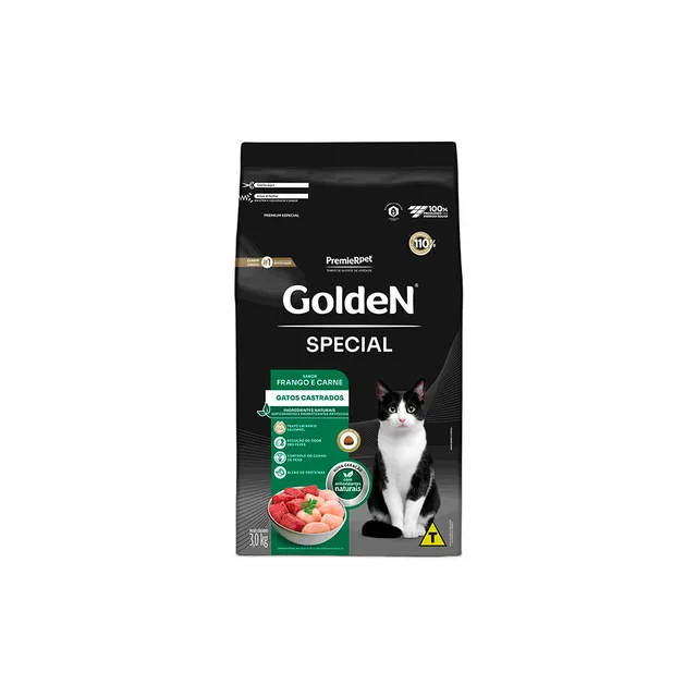 Ração Golden Special para gatos castrados sabor frango e carne