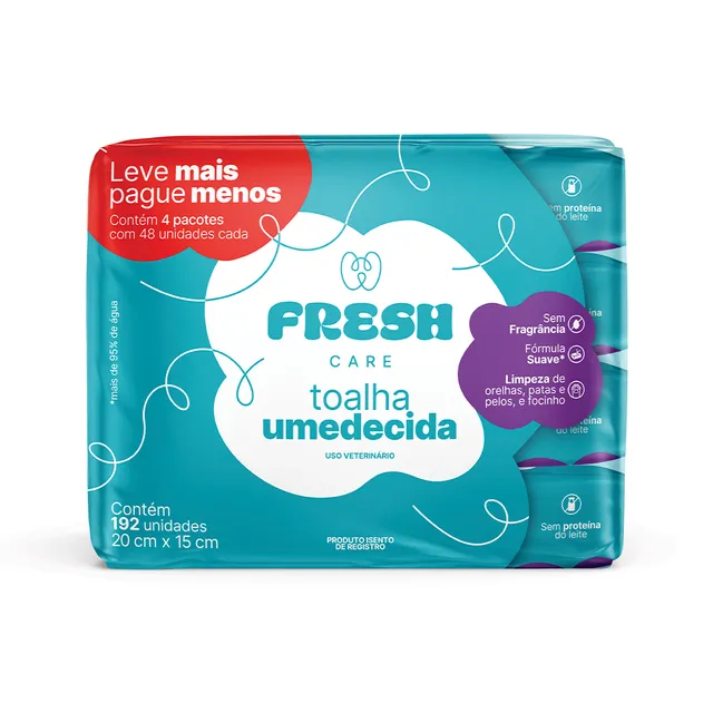 Kit Toalha Umedecida Fresh Care Pack com 4 Unidades