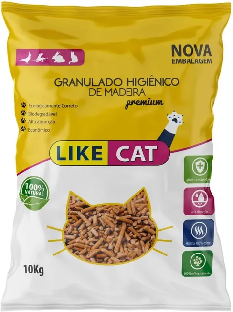 Like Cat granulado higiênico de madeira, 10 kg