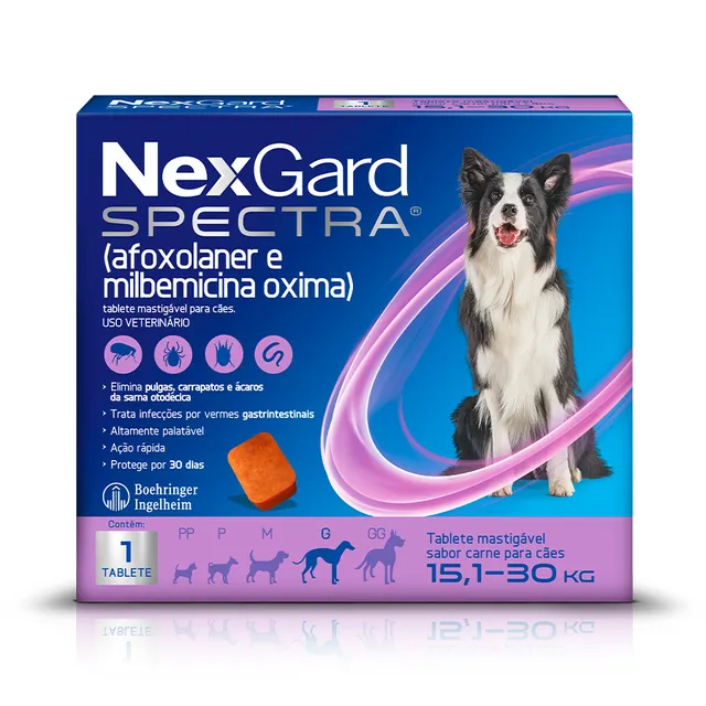 Antipulgas e Vermífugo NexGard Spectra para Cães de 15,1 a 30 kg