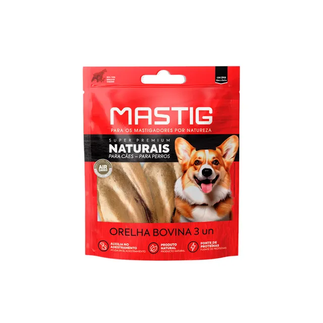 Osso Mastig Super Premium Orelha Bovina para Cães