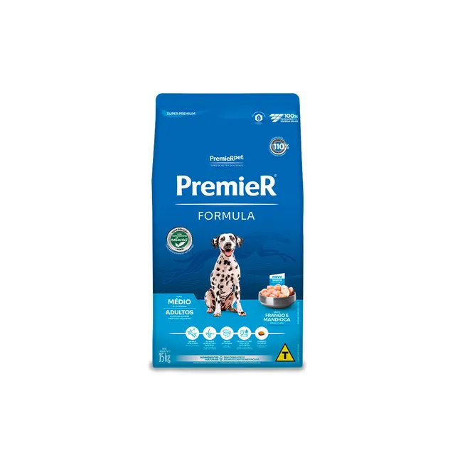 Ração Premier Fórmula Cães Adultos Raças Médias Frango e Mandioca