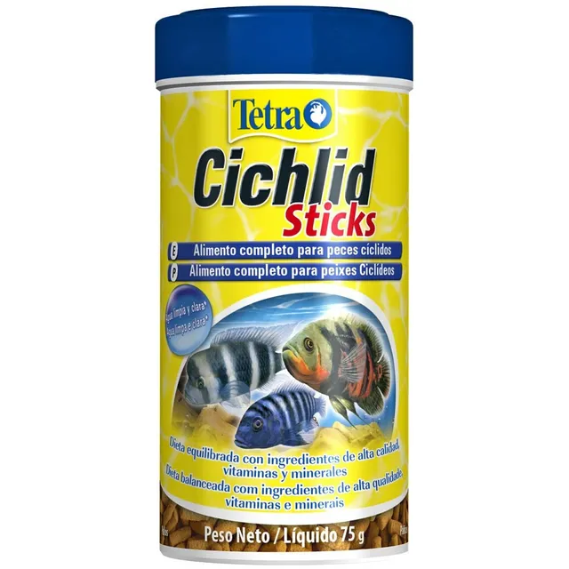 Tetra Cichlids Sticks 75g pellet flutuante para ciclídeos