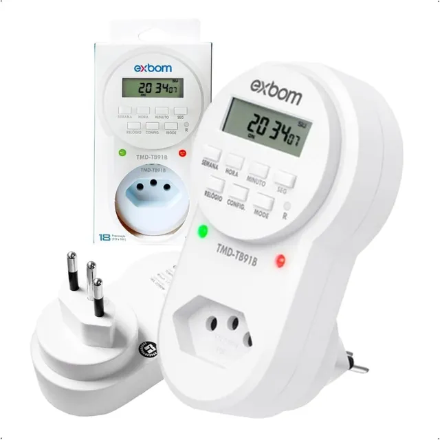 Temporizador digital bivolt programável com visor LCD para tomada