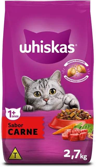 Whiskas Ração Carne para Gatos Adultos 2,7kg
